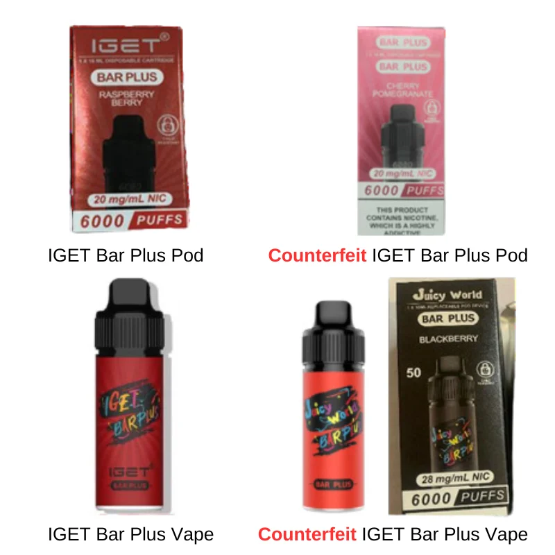 Difference between real and fake products of iget bar plus